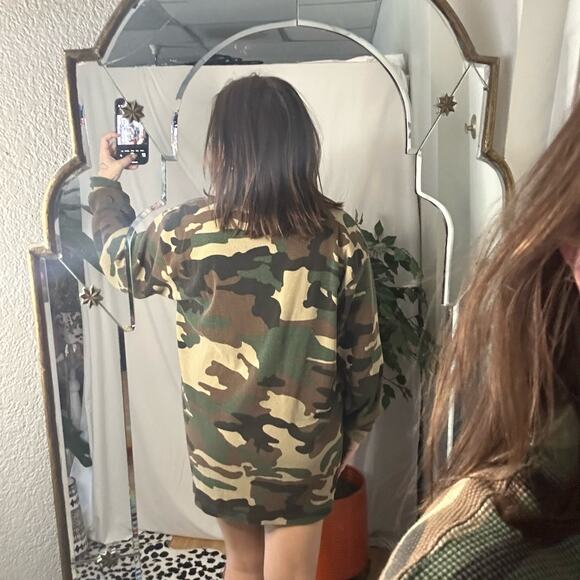 Vintage Camo Oversized Long Sleeve Waffle Knit Sweater Multi - Picture 5 of 5